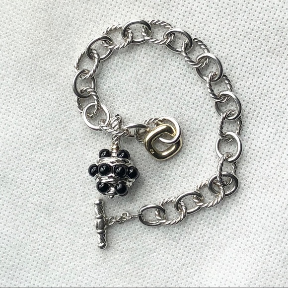 David Yurman oval link bracelet /black onyx charm - Picture 5 of 7